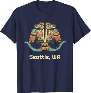 Seattle Washington Thunderbird NW Native Indian American Art T-Shirt - T-Shirt | Navy