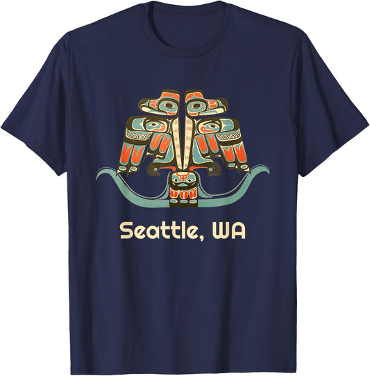 Seattle Washington Thunderbird NW Native Indian American Art T-Shirt - T-Shirt | Navy
