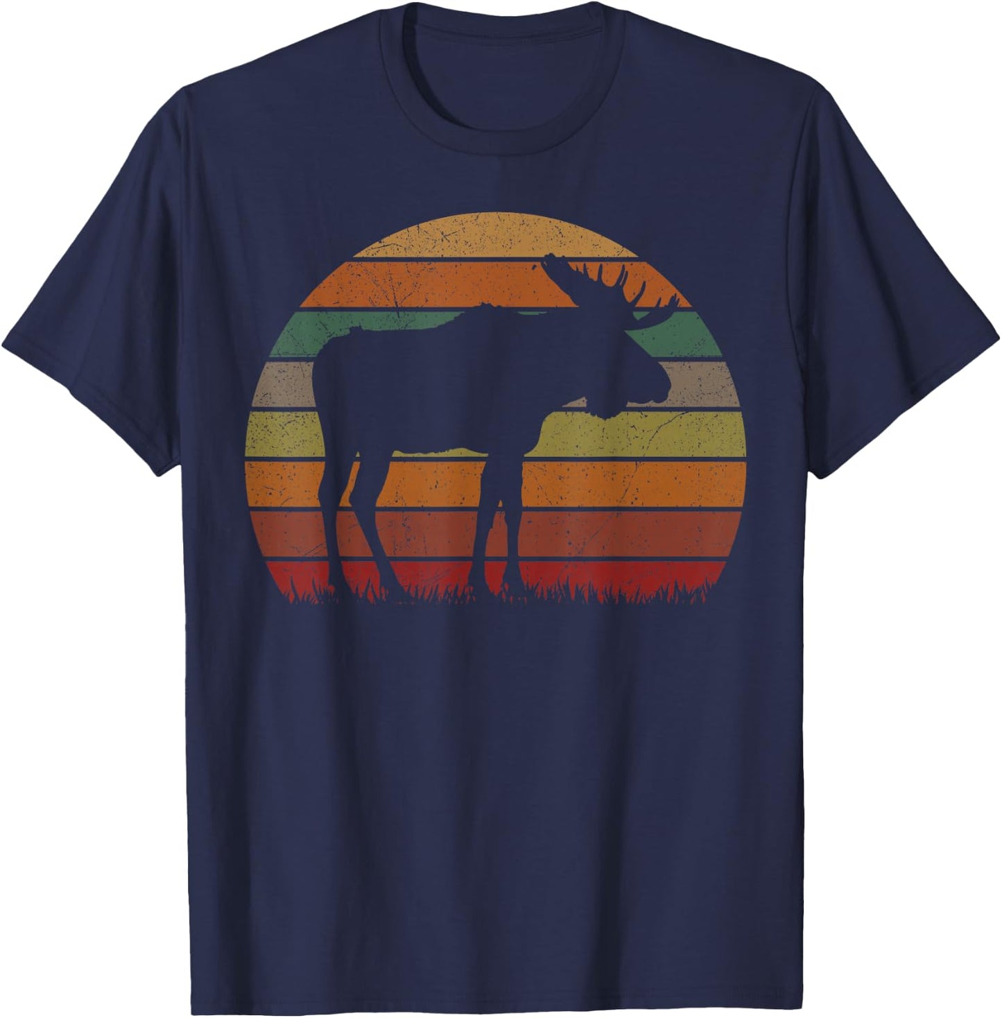 Funny Moose in Sunset Camping Lovers Gift Happy Camp T-Shirt - T-Shirt | Navy