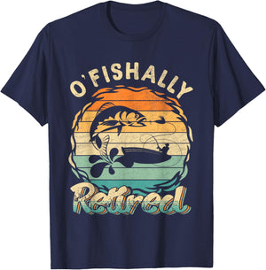 Funny O'fishally Retired for Retired Fishing Men Vintage T-Shirt - T-Shirt | Navy