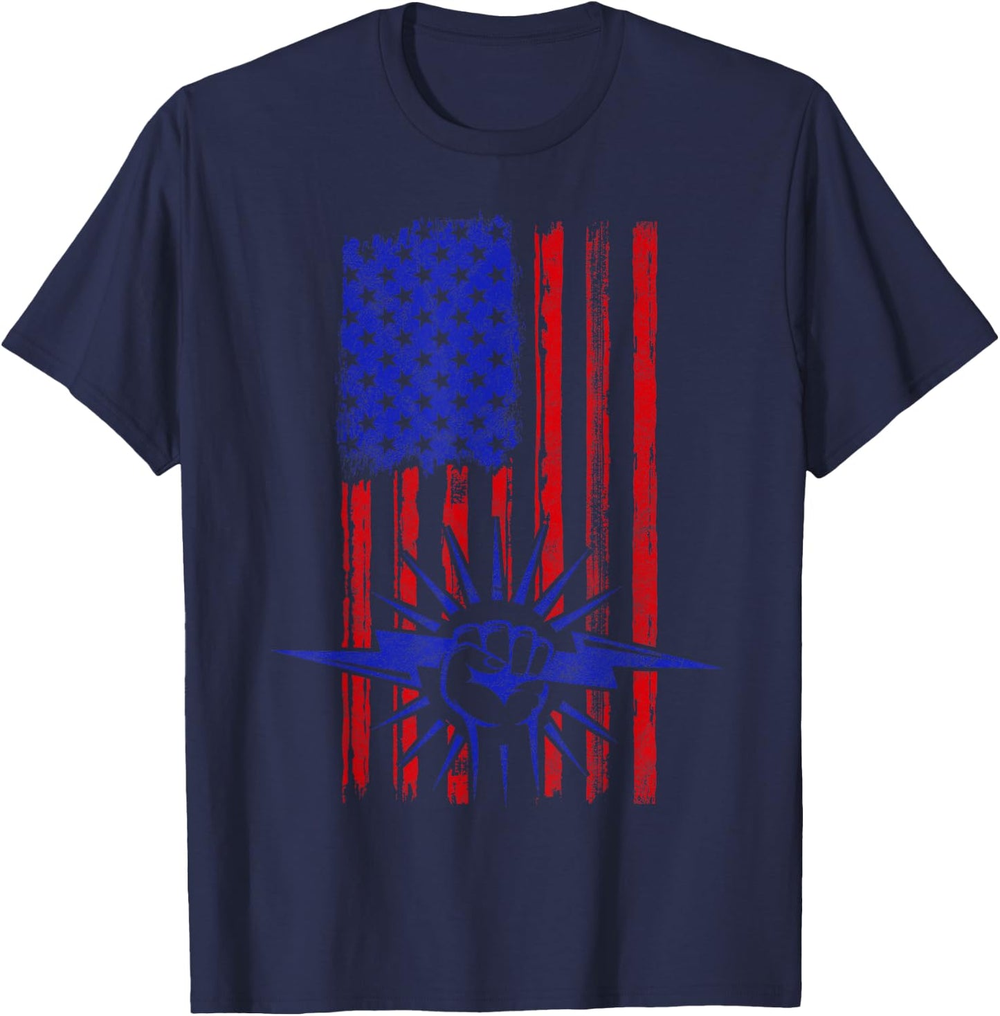 Electrician American Flag Electrical Lightning Usa Patriotic T-Shirt - T-Shirt | Navy