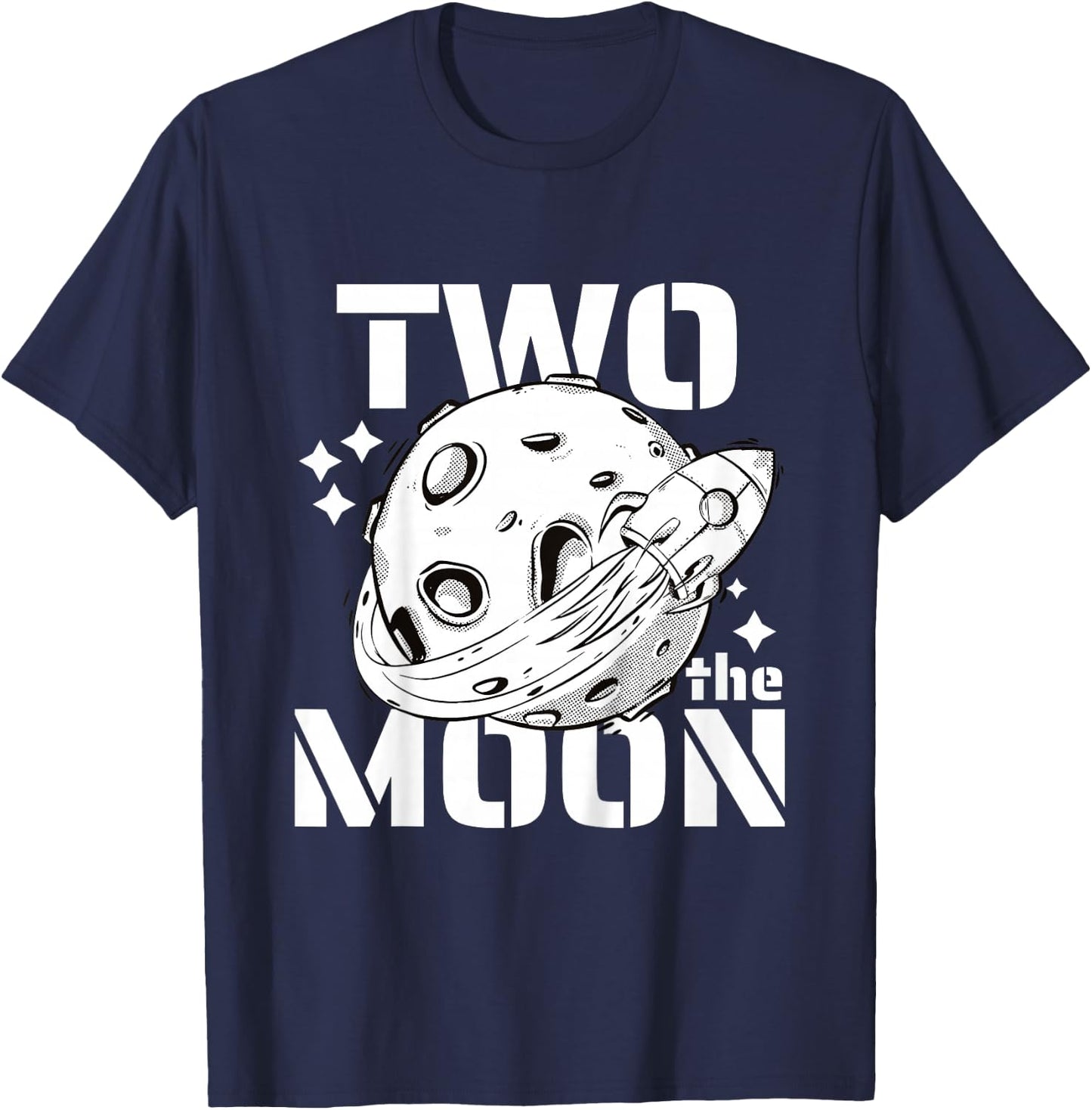 Kids Two The Moon 2 Year Old Birthday Boy Space Astronaut Bday T-Shirt - T-Shirt | Navy