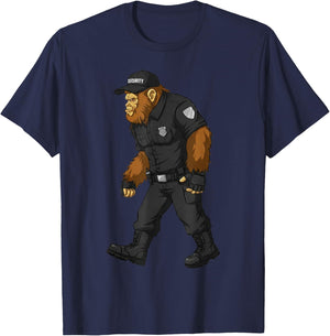 Bigfoot Security Guard Patrol Funny Sasquatch Lover Watching T-Shirt - T-Shirt | Navy