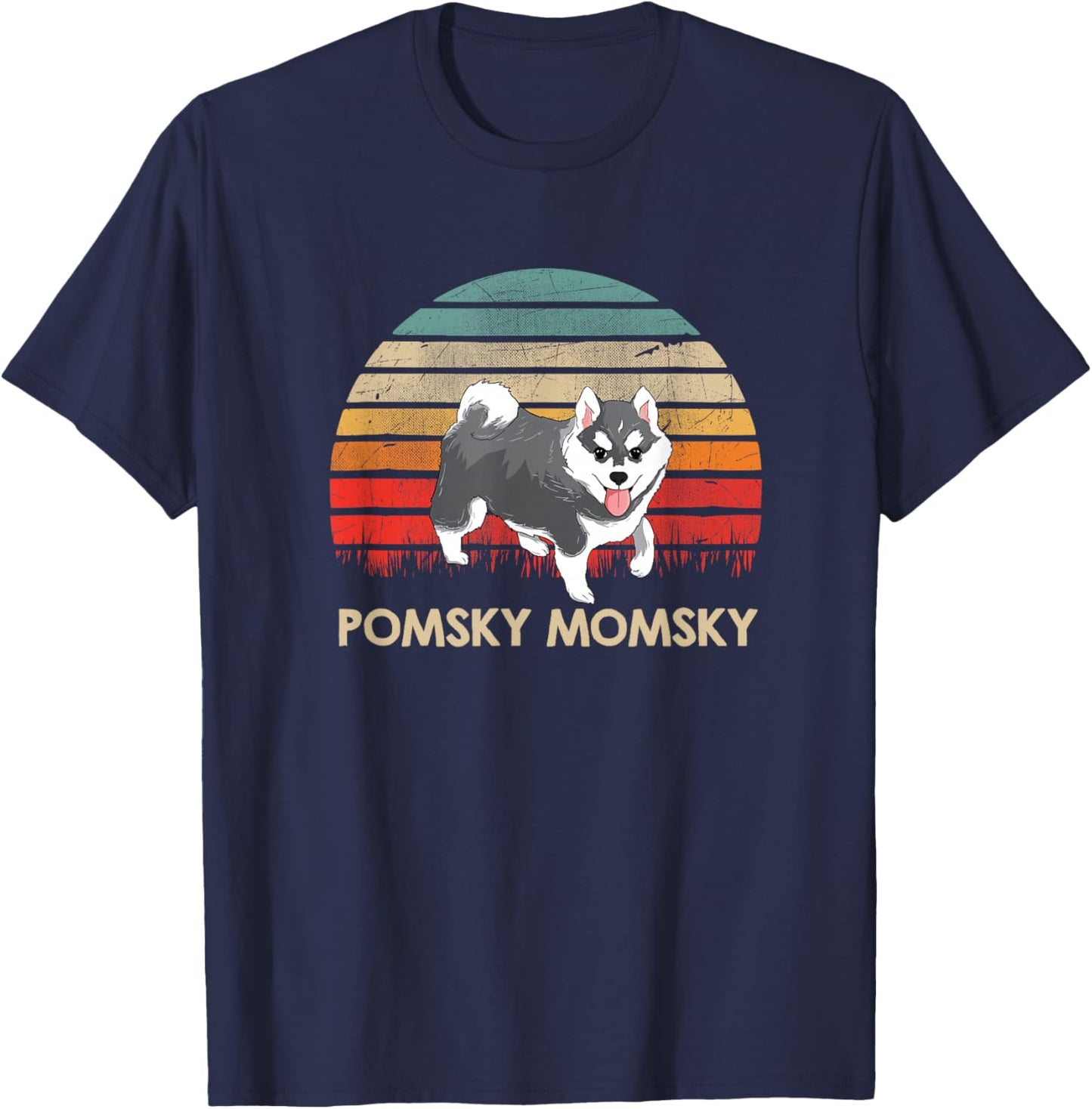 Retro Vintage Pomsky Momsky Pet Pomsky Mommy T-Shirt - T-Shirt | Navy