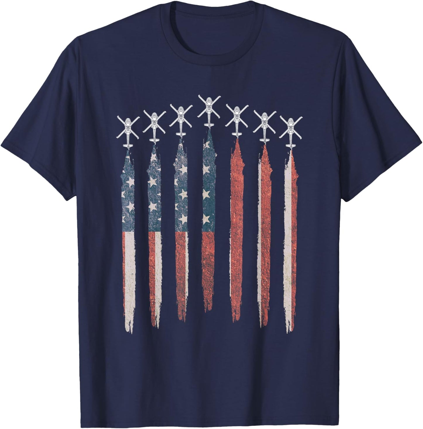 Blackhawk Helicopter American Flag Contrails UH60 Blackhawk Women Men T-Shirt - T-Shirt | Navy
