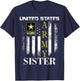 Vintage United States Army Sister With American Flag Gift T-Shirt - T-Shirt | Navy