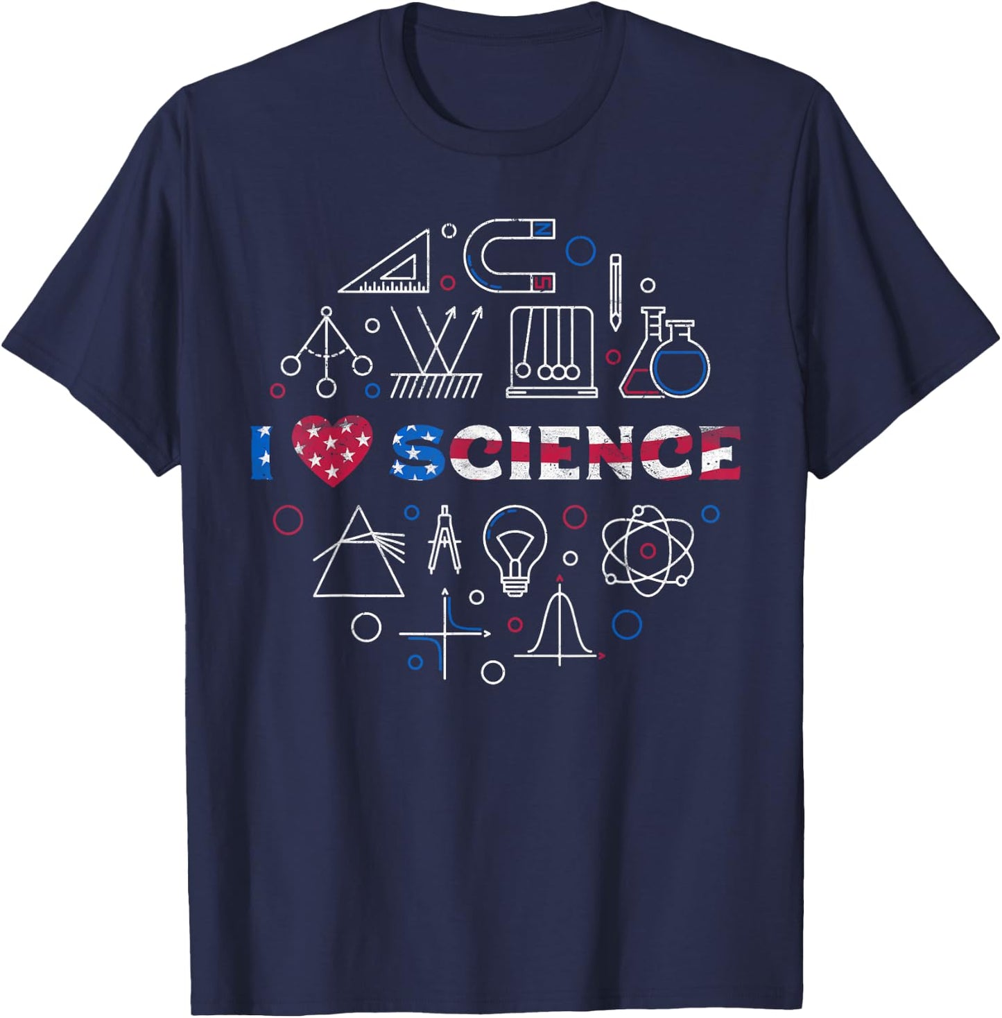 I Love Science - American Flag for Science and USA Lovers T-Shirt - T-Shirt | Navy