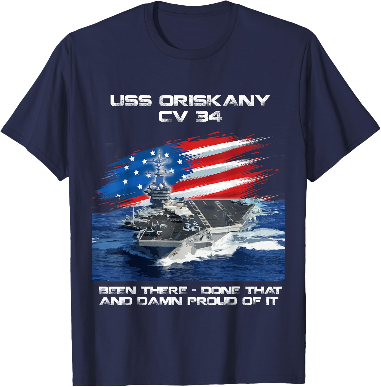 USS Oriskany CV 34 Aircraft Carrier Veteran USA Flag Xmas Men T-Shirt - T-Shirt | Navy