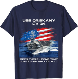 USS Oriskany CV 34 Aircraft Carrier Veteran USA Flag Xmas Men T-Shirt - T-Shirt | Navy