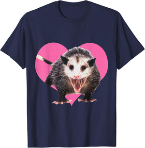 I Love Possums & Opossums - Pink Heart Funny Possum Lover T-Shirt - T-Shirt | Navy