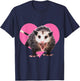 I Love Possums & Opossums - Pink Heart Funny Possum Lover T-Shirt - T-Shirt | Navy