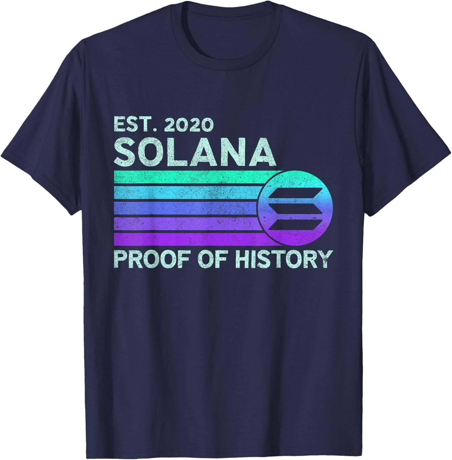 Vintage Solana SOL Crypto Proof of History | Retro Solana T-Shirt - T-Shirt | Navy