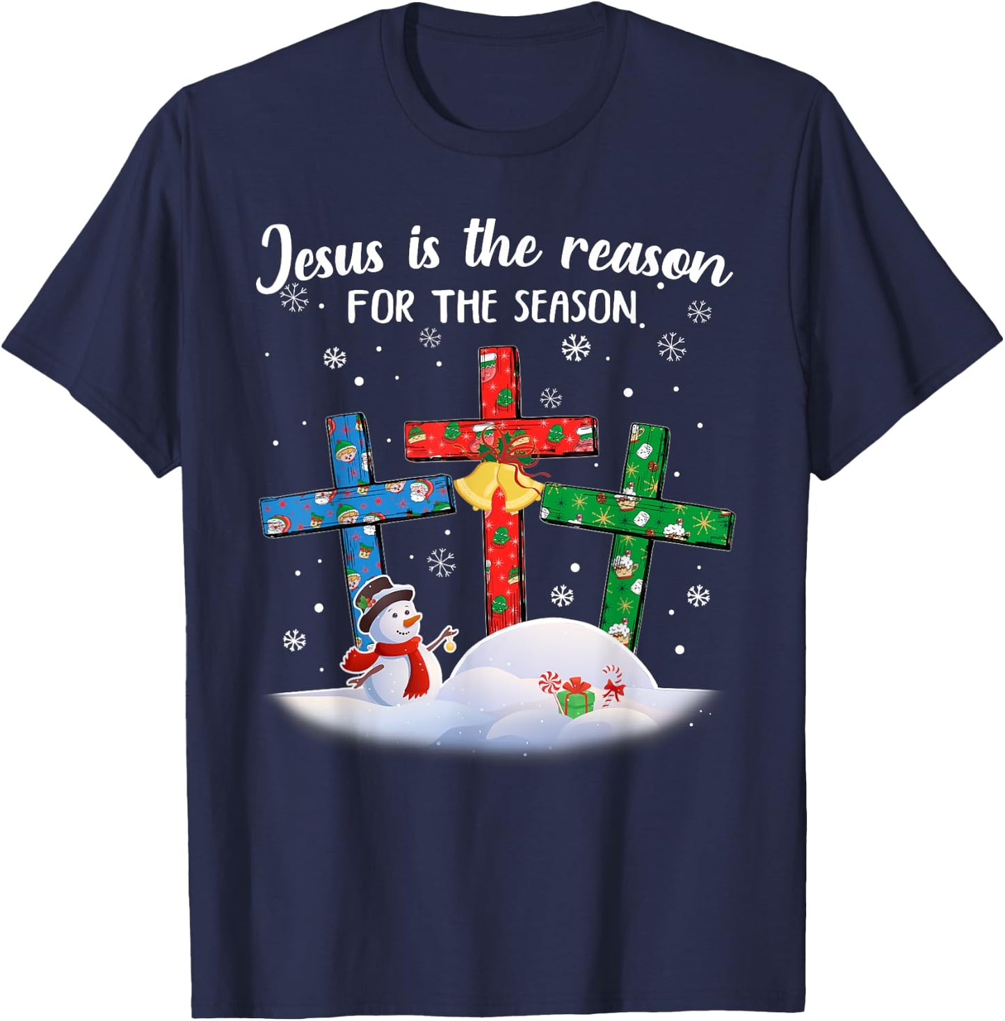 Jesus Is The Reason For The Season Christian Christmas Xmas T-Shirt - T-Shirt | Navy