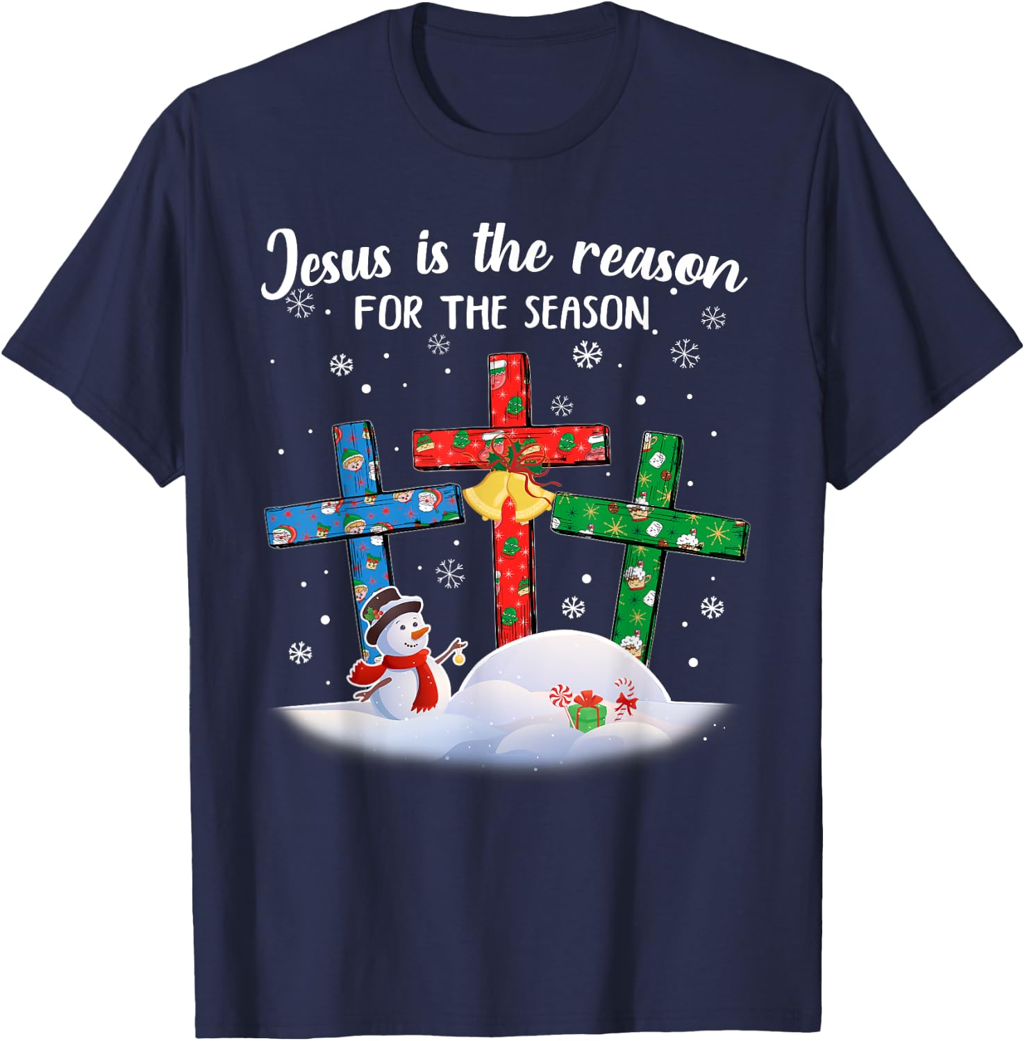 Jesus Is The Reason For The Season Christian Christmas Xmas T-Shirt - T-Shirt | Navy