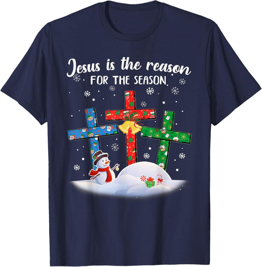 Jesus Is The Reason For The Season Christian Christmas Xmas T-Shirt - T-Shirt | Navy