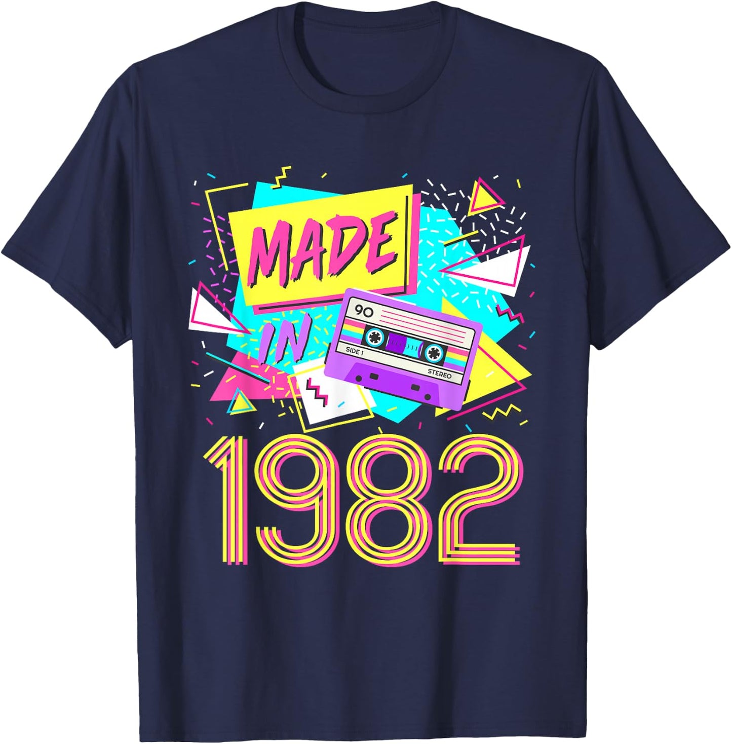 Made in 1982 40 Years Old Retro Vintage 80s 40th Birthday T-Shirt - T-Shirt | Navy