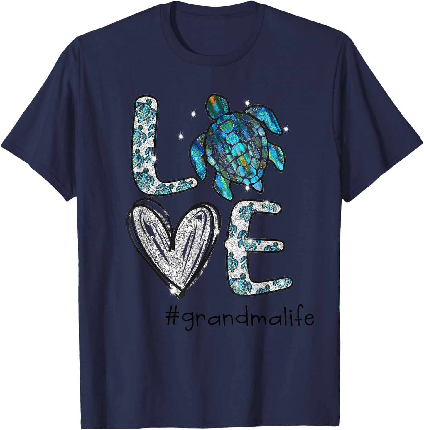 Grandma Turtle - Love Grandma Life Sea Turtle T-Shirt - T-Shirt | Navy