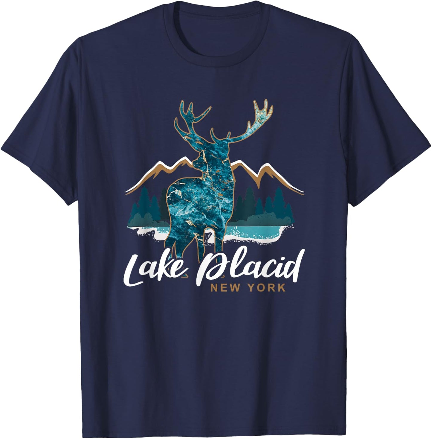 Lake Placid New York USA Adirondack Mountains Souvenir T-Shirt - T-Shirt | Navy