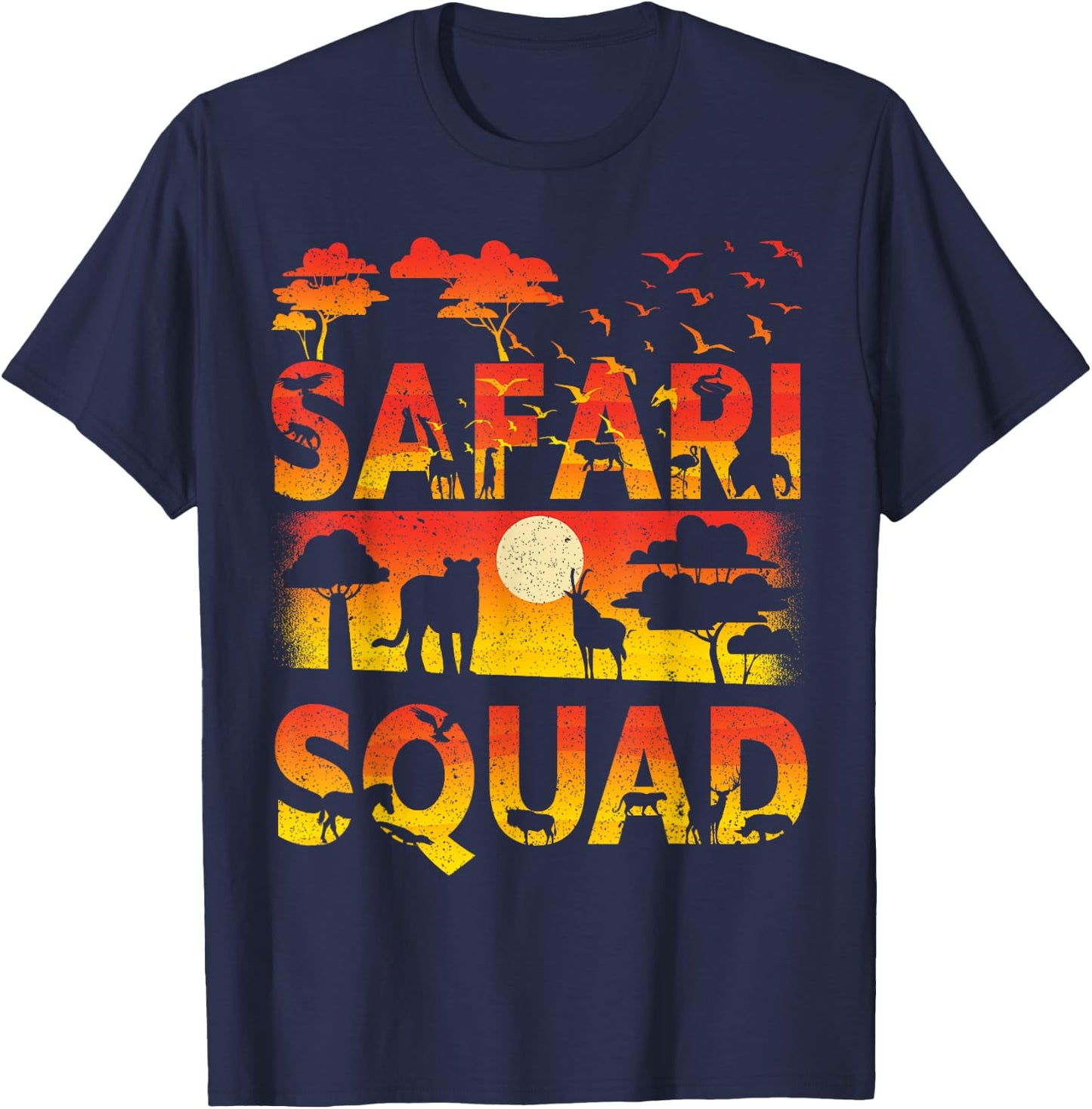 Safari Squad Zoo African Animals T-Shirt - T-Shirt | Navy