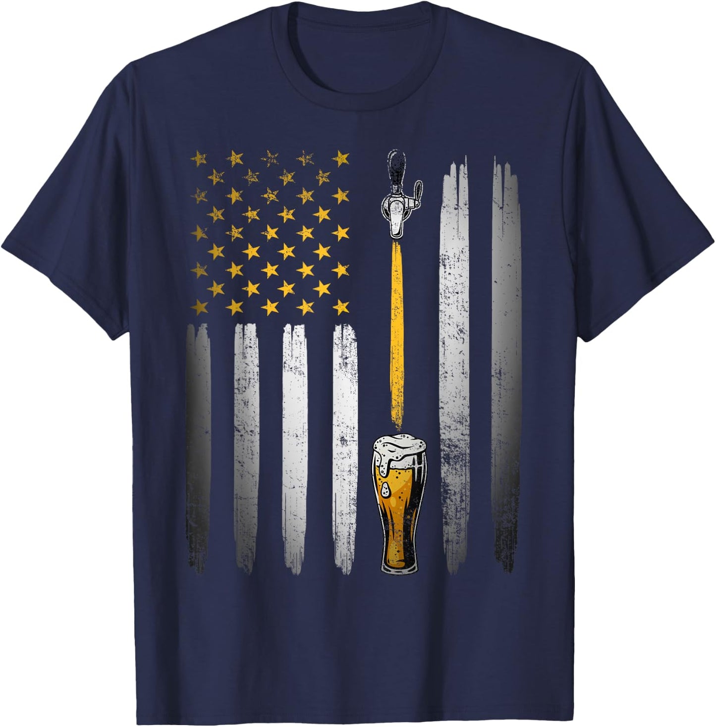 Retro USA US American Flag Beer Craft Brewer Craft Beer Men T-Shirt - T-Shirt | Navy