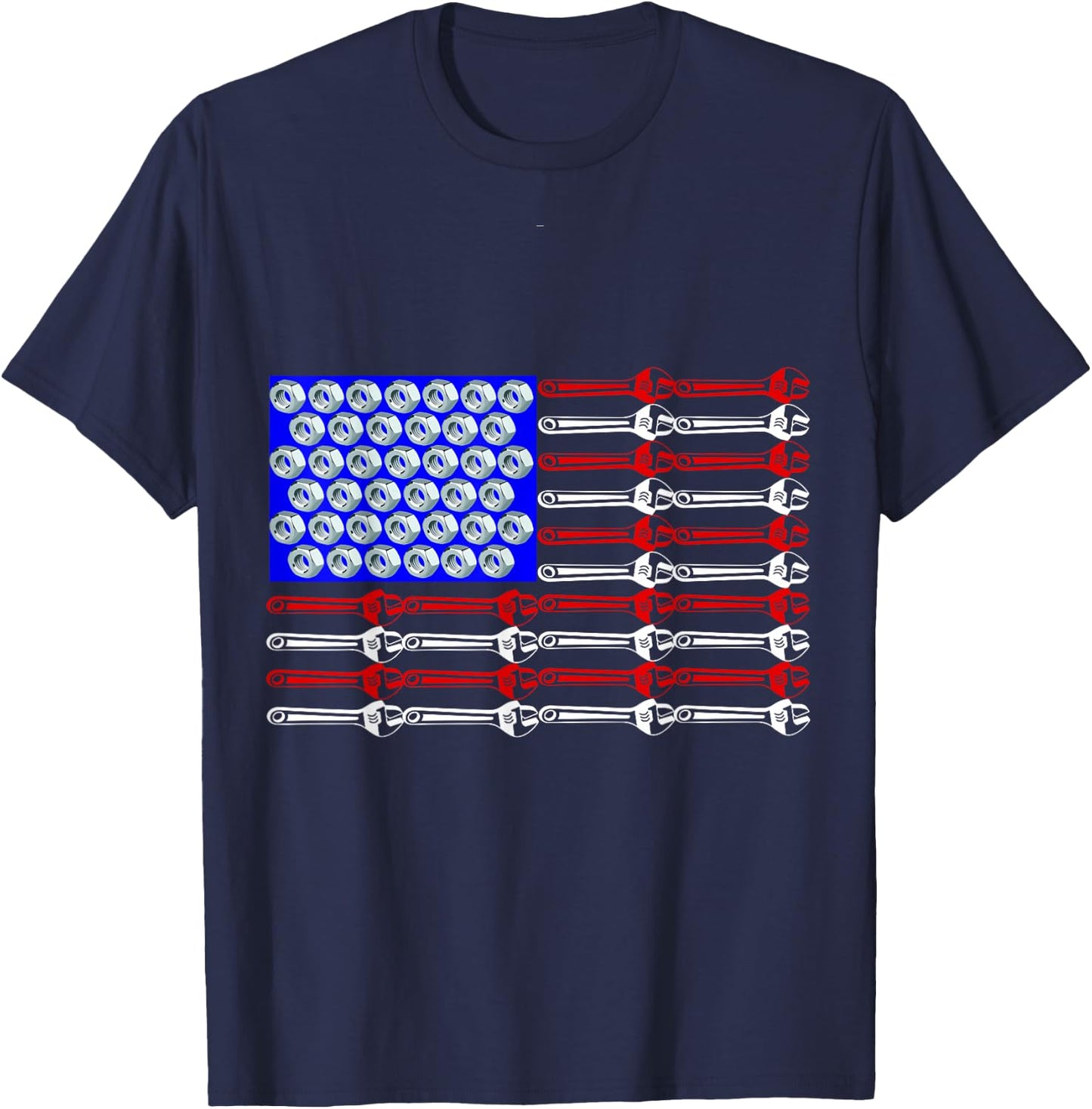 Mechanic Proud American Patriotic USA Flag of Tools T-Shirt - T-Shirt | Navy