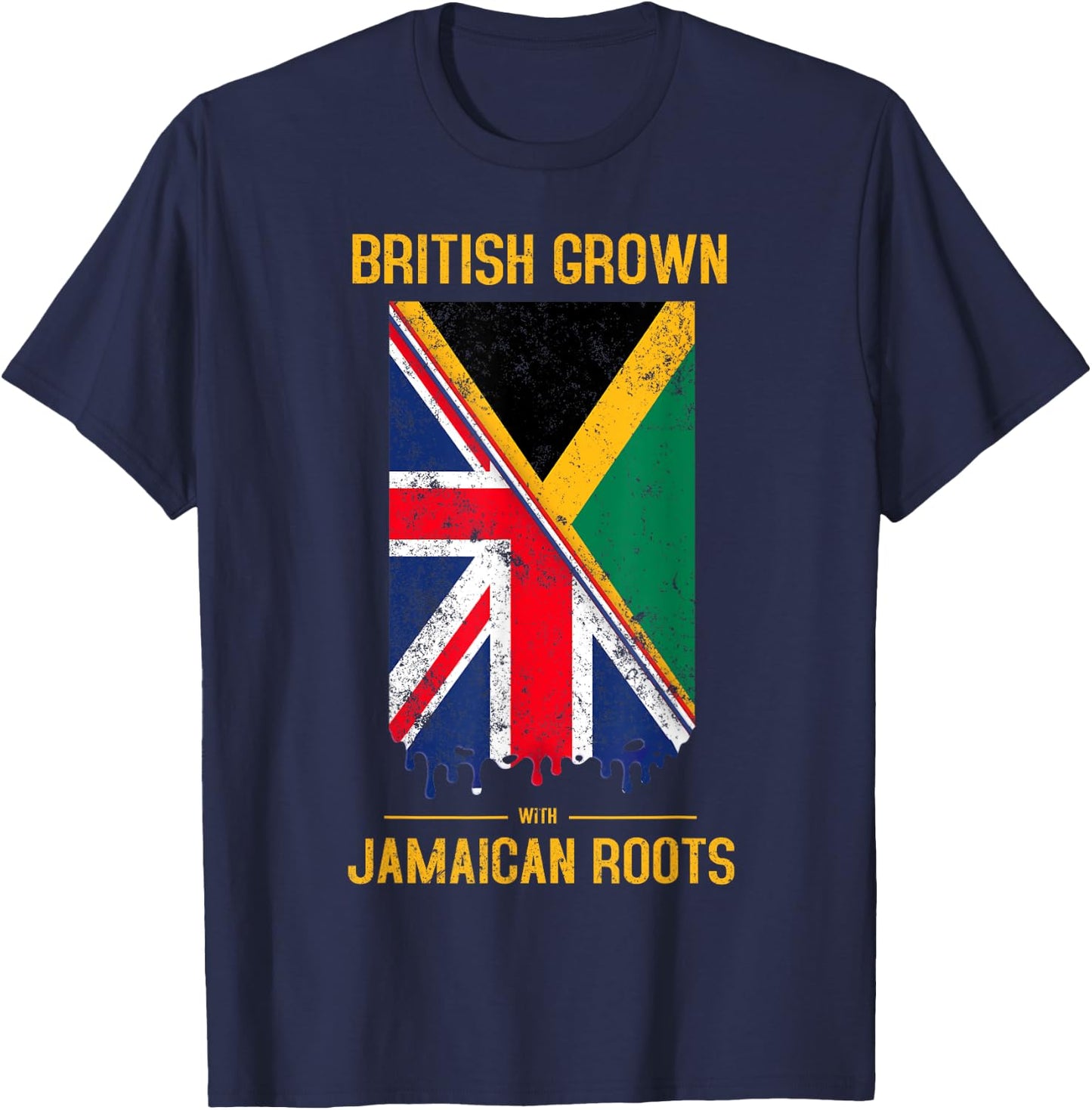 Jamaican Flag With Union Jack Design & British Caribbean T-Shirt - T-Shirt | Navy