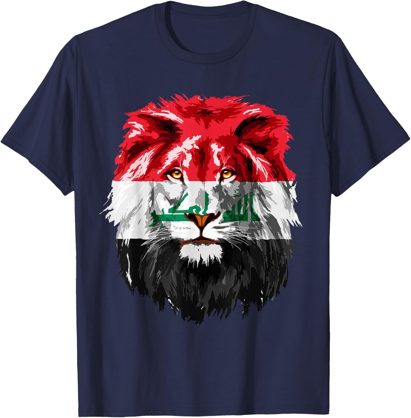Iraqi Flag Iraq Pride Lion Face Iraq Flag T-Shirt - T-Shirt | Navy