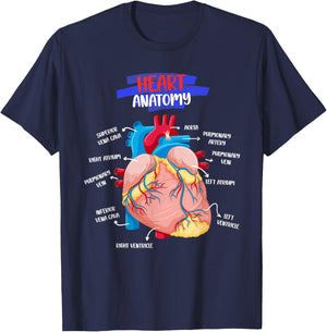 Anatomy Human Heart Anatomical Cardiac Heart Doctor Medical T-Shirt - T-Shirt | Navy