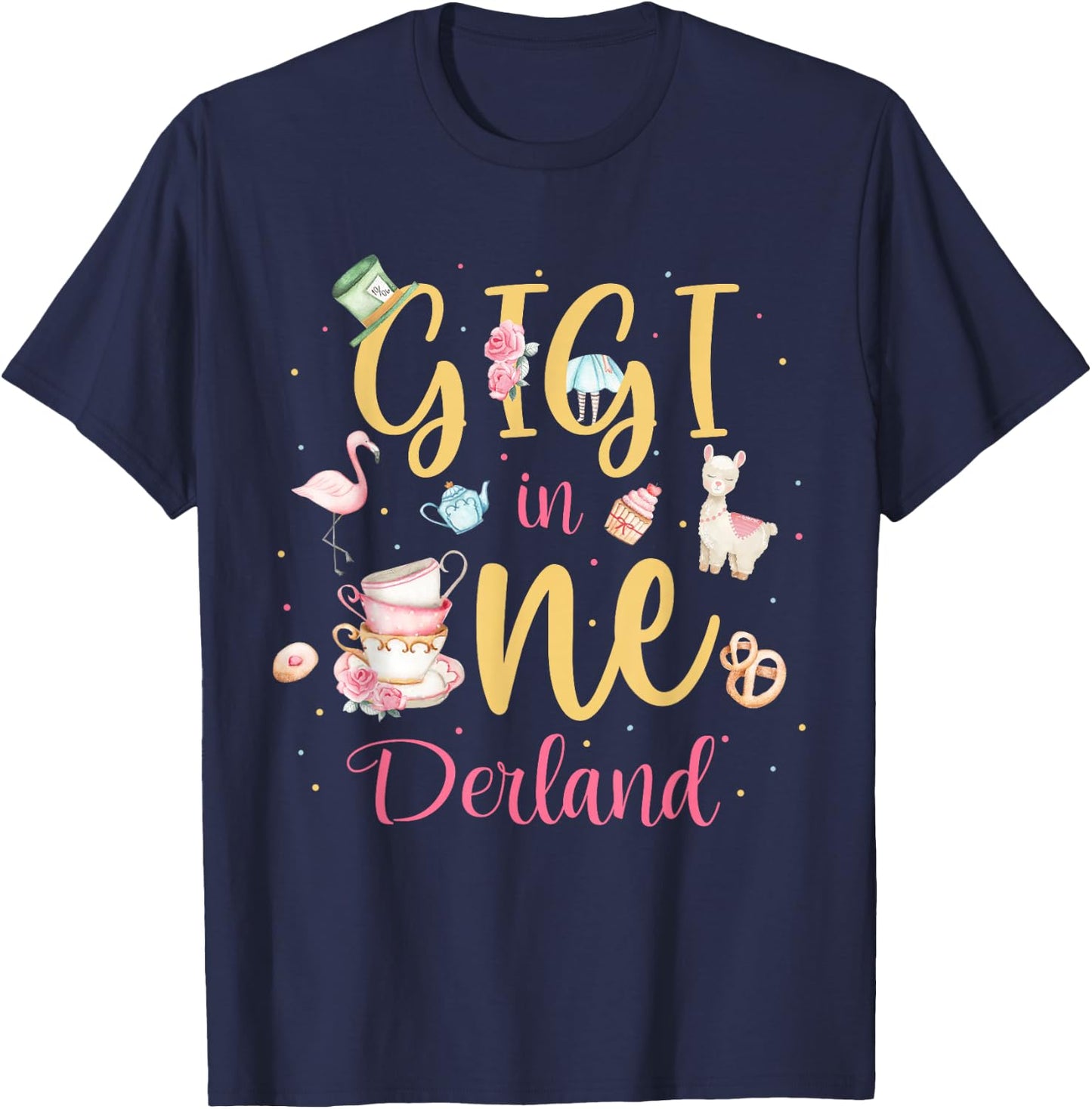 Gigi In Onederland Shirt - Grandma Of The 1st Birthday Girl T-Shirt - T-Shirt | Navy