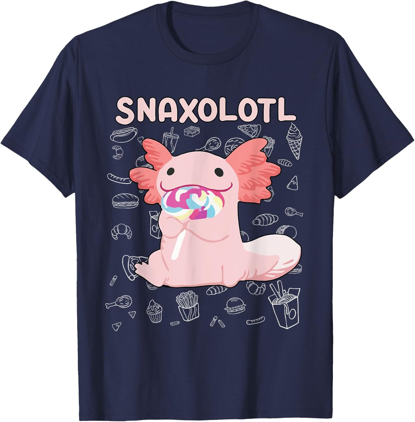 Axolotl Sweets Lollipop Snaxolotl Kawaii Axolotl T-Shirt - T-Shirt | Navy