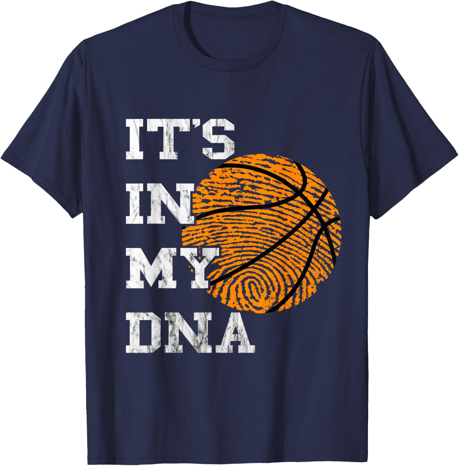 Basketball It's In My DNA Fingerprint Playing Basketball T-Shirt - T-Shirt | Navy