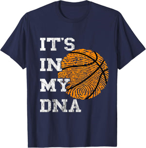 Basketball It's In My DNA Fingerprint Playing Basketball T-Shirt - T-Shirt | Navy