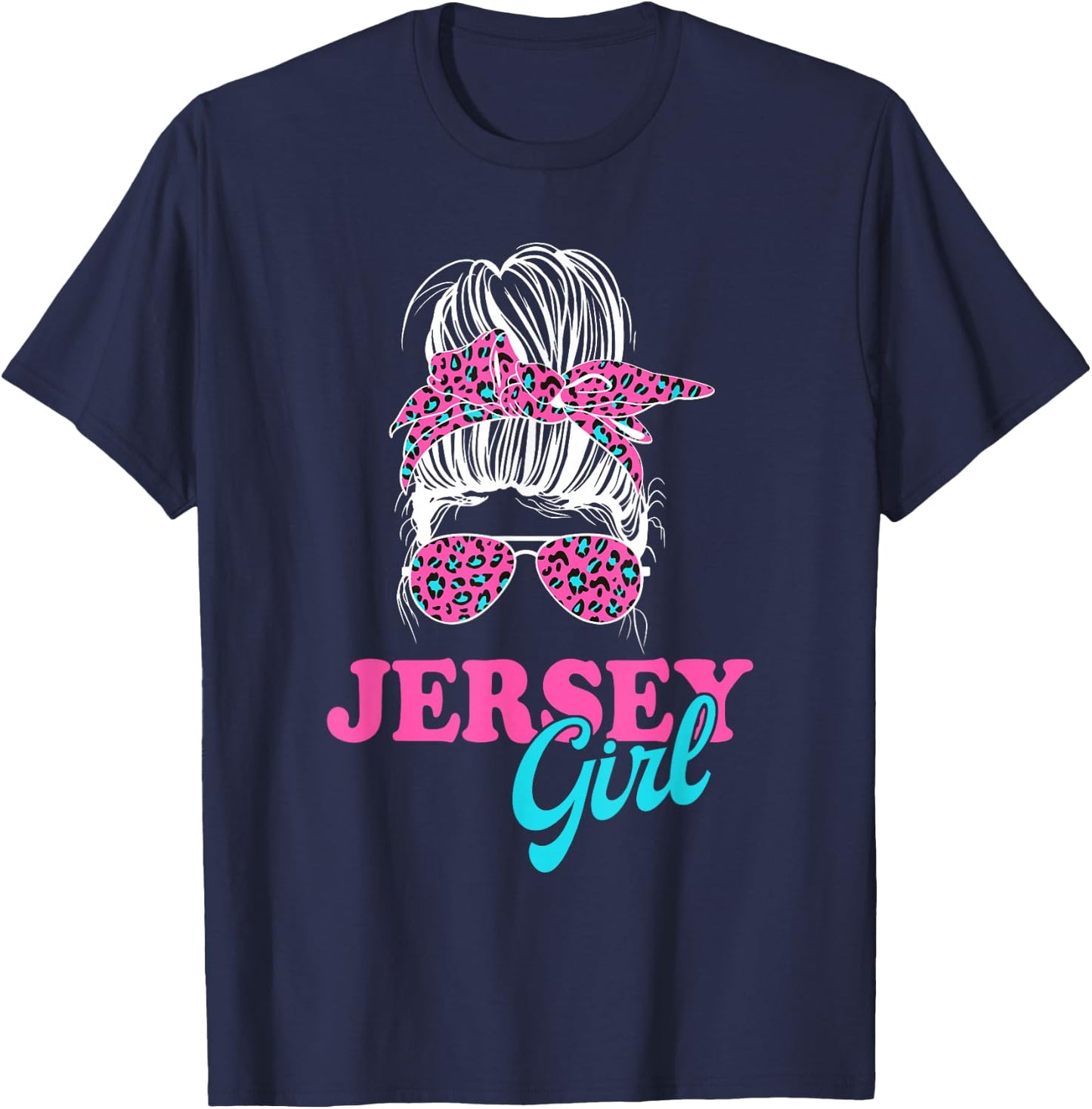 Jersey Girl Messy Bun T-Shirt - T-Shirt | Navy