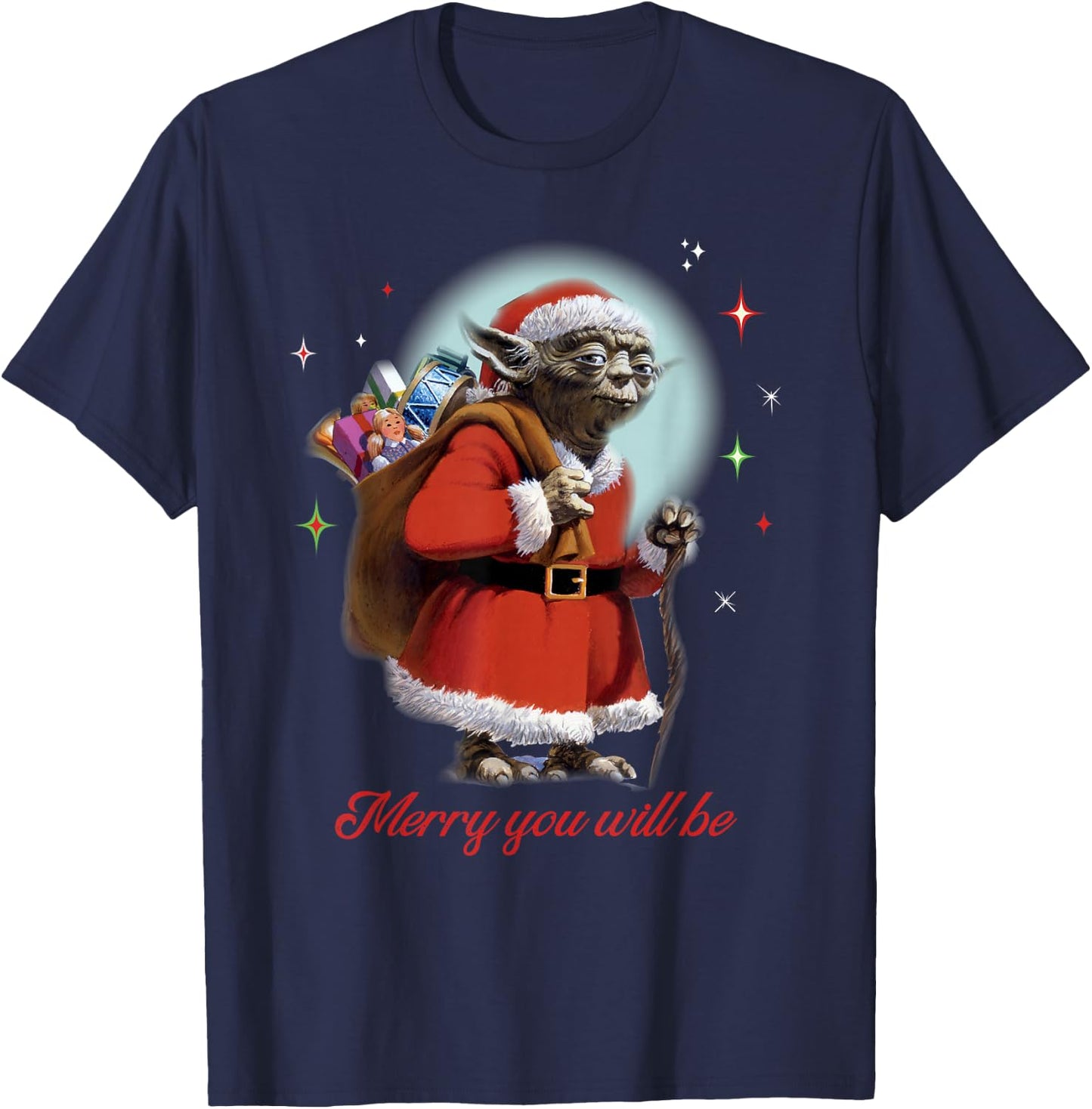 Star Wars Santa Yoda Merry You Will Be T-Shirt - T-Shirt | Navy