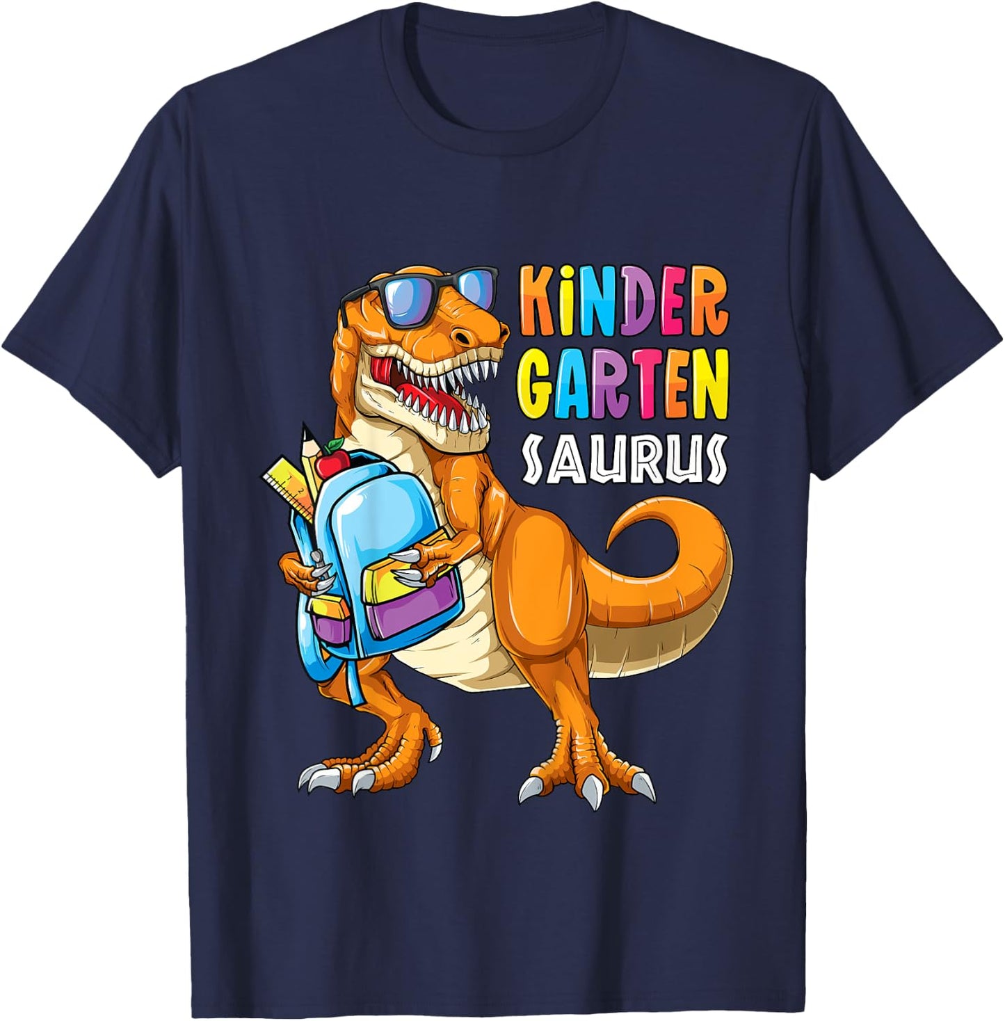 Kids First Day of Kindergarten Saurus T Rex Back to School Boys T-Shirt - T-Shirt | Navy