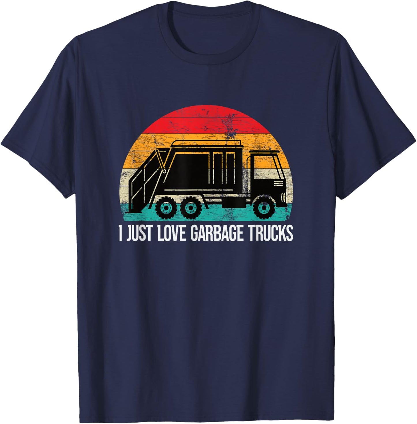 Ich liebe Müllwagen Retro Recycling Bin Truck T-Shirt - T-Shirt | Navy