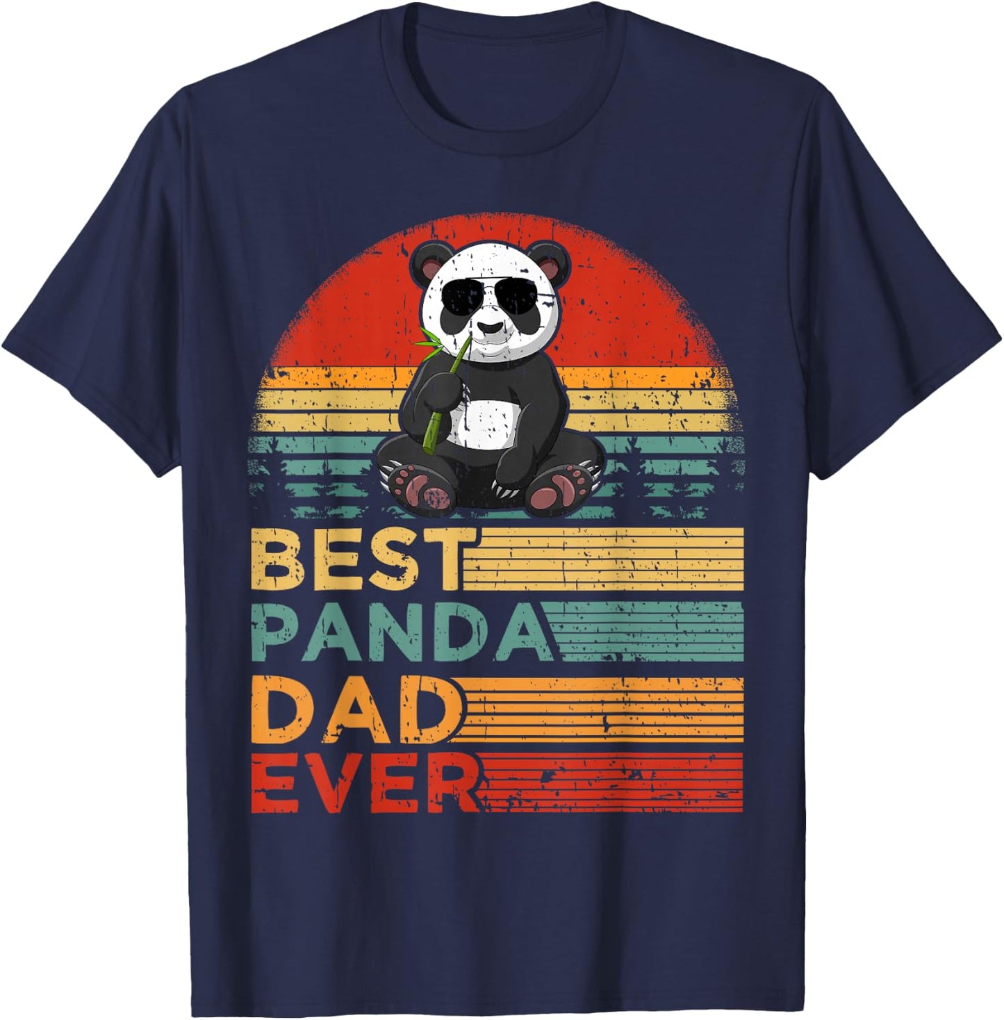 Best Panda Dad Ever Funny Vintage Panda Father's Day T-Shirt - T-Shirt | Navy