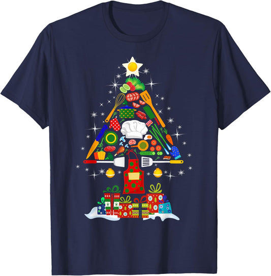 Christmas Tree Chef Cooking Novelty Funny Cook Women T-Shirt - T-Shirt | Navy