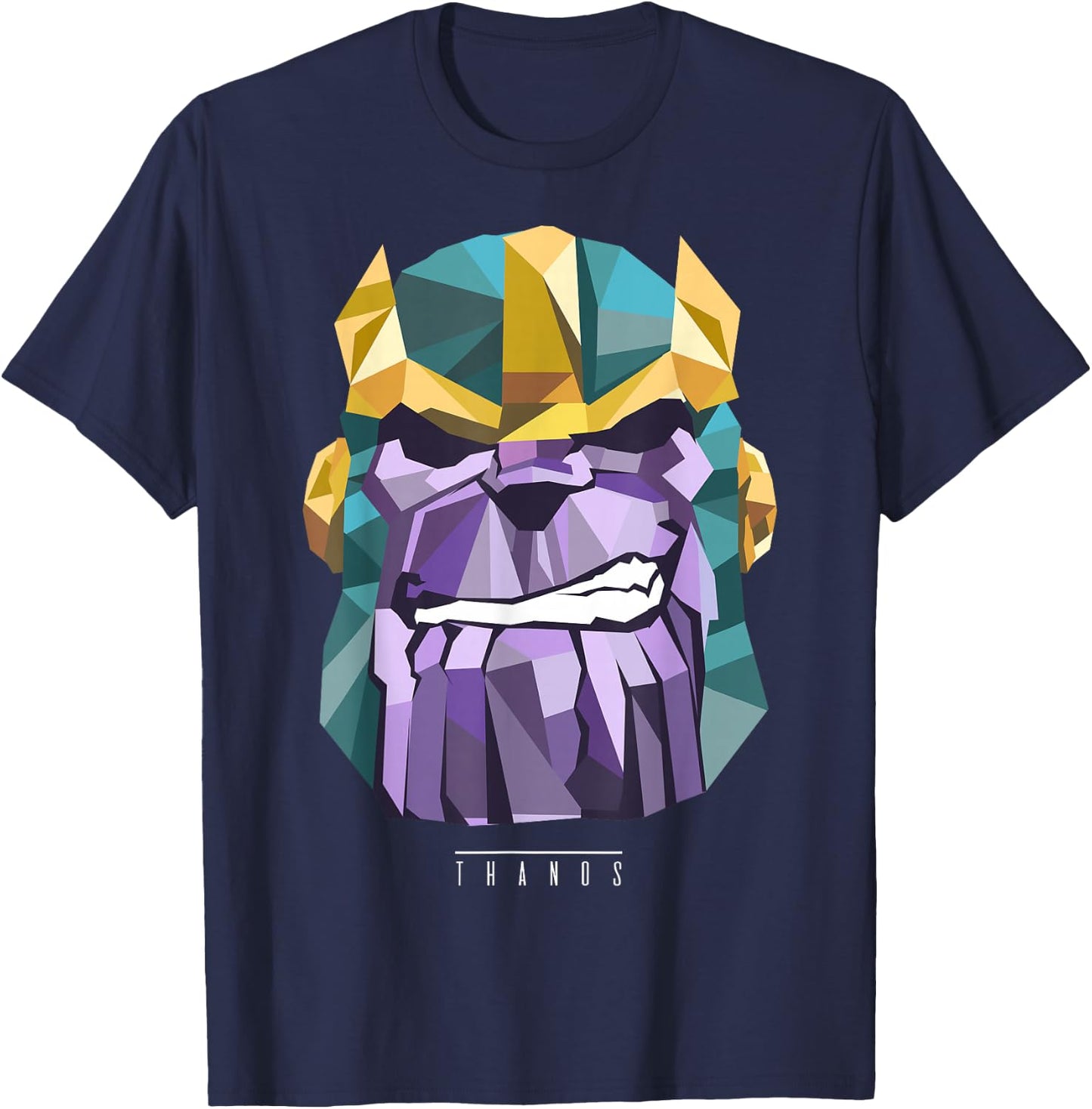 Marvel Thanos Low Poly Geometric Art Head Graphic T-Shirt - T-Shirt | Navy