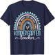 Kindergarten Teacher Leopard Boho Rainbow Back to School T-Shirt - T-Shirt | Navy