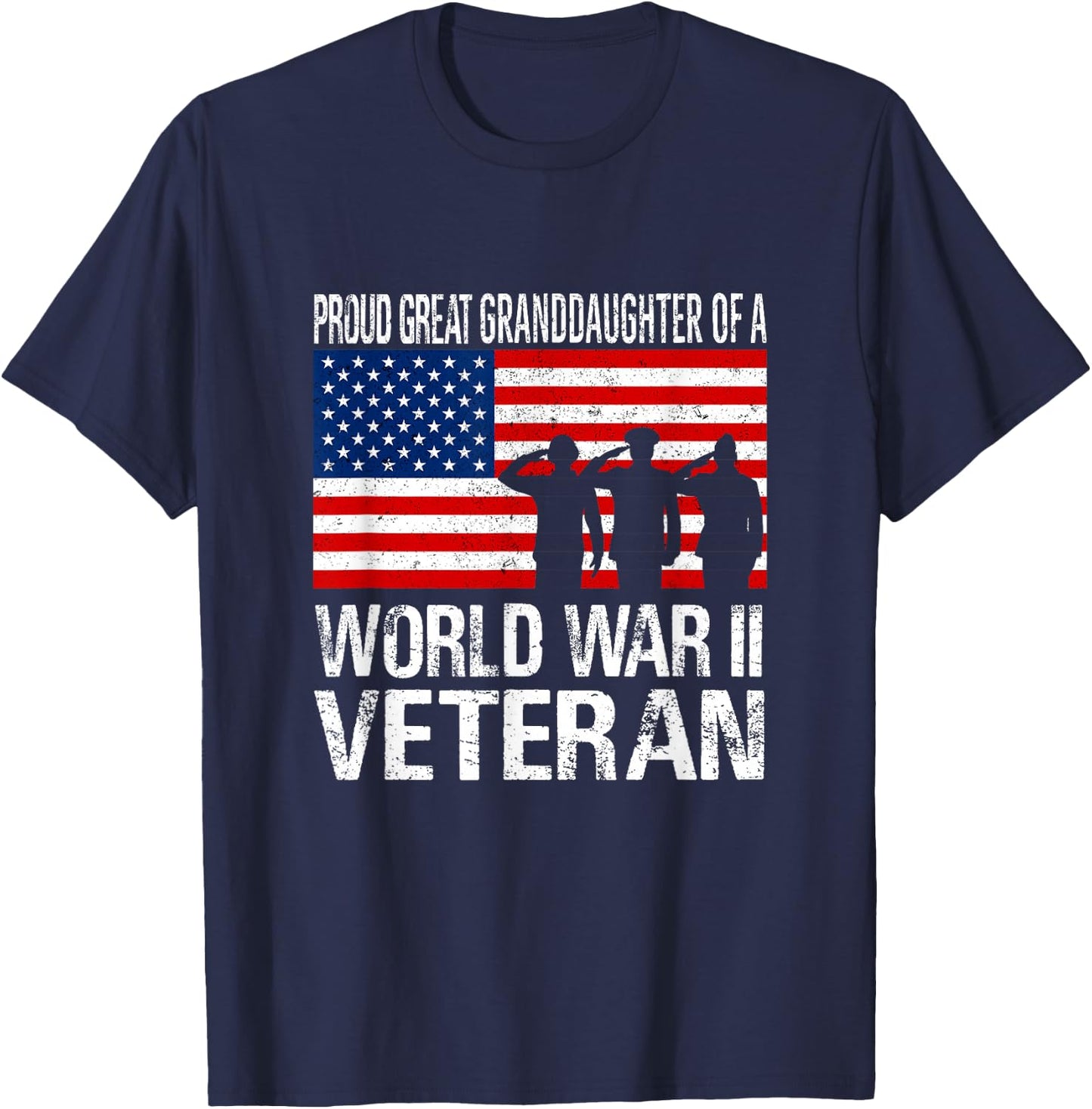 Proud Great Granddaughter of WW II Veteran Family Matching T-Shirt - T-Shirt | Navy