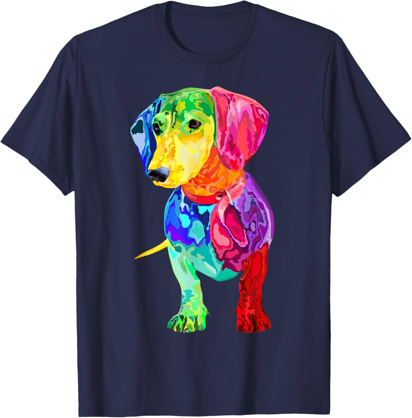 Dog Lover Gifts Dachshund for Colorful Wiener Dog Men Small T-Shirt - T-Shirt | Navy