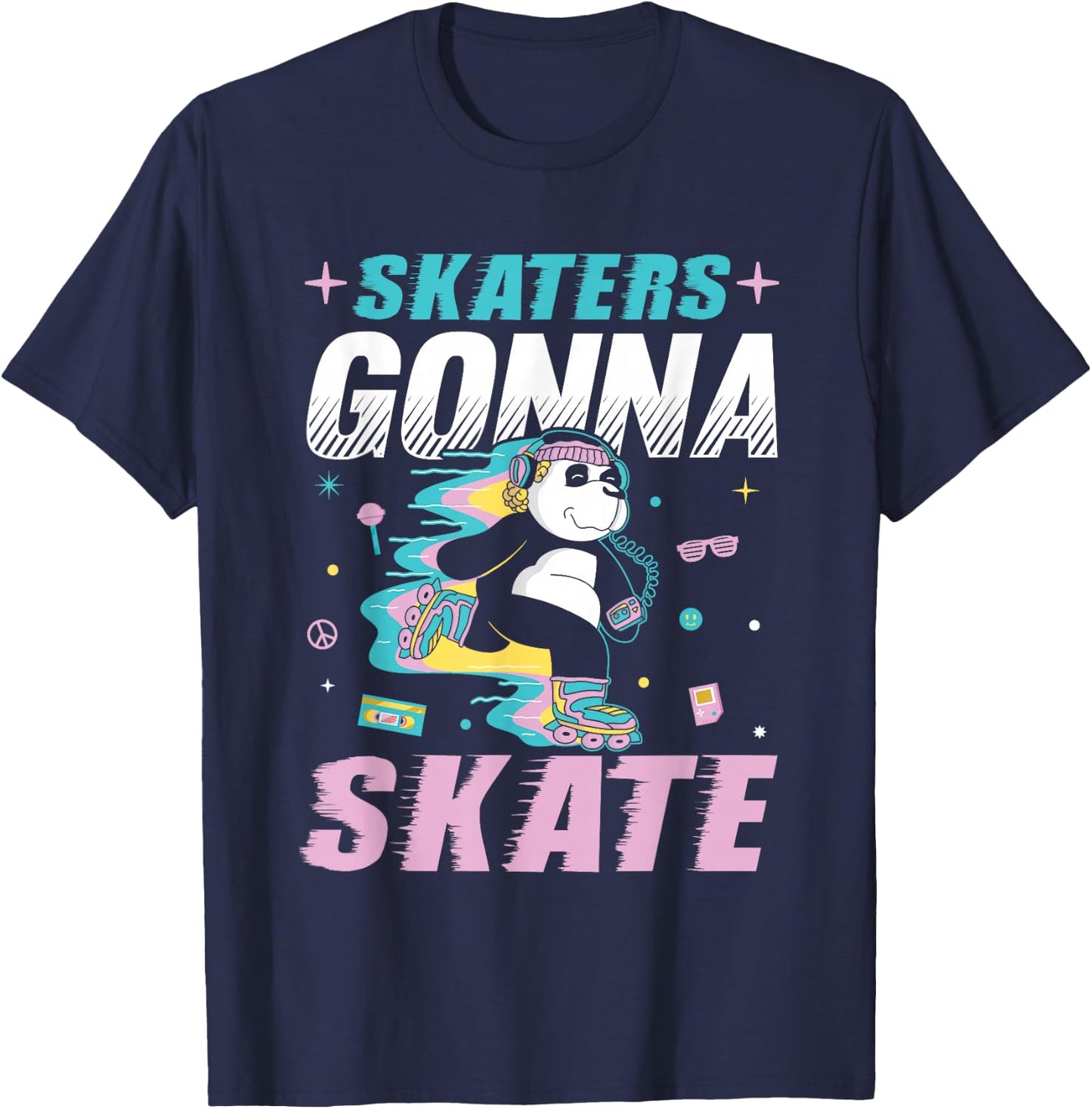 Skaters Gonna Skate Roller Disco Roller Skating T-Shirt - T-Shirt | Navy