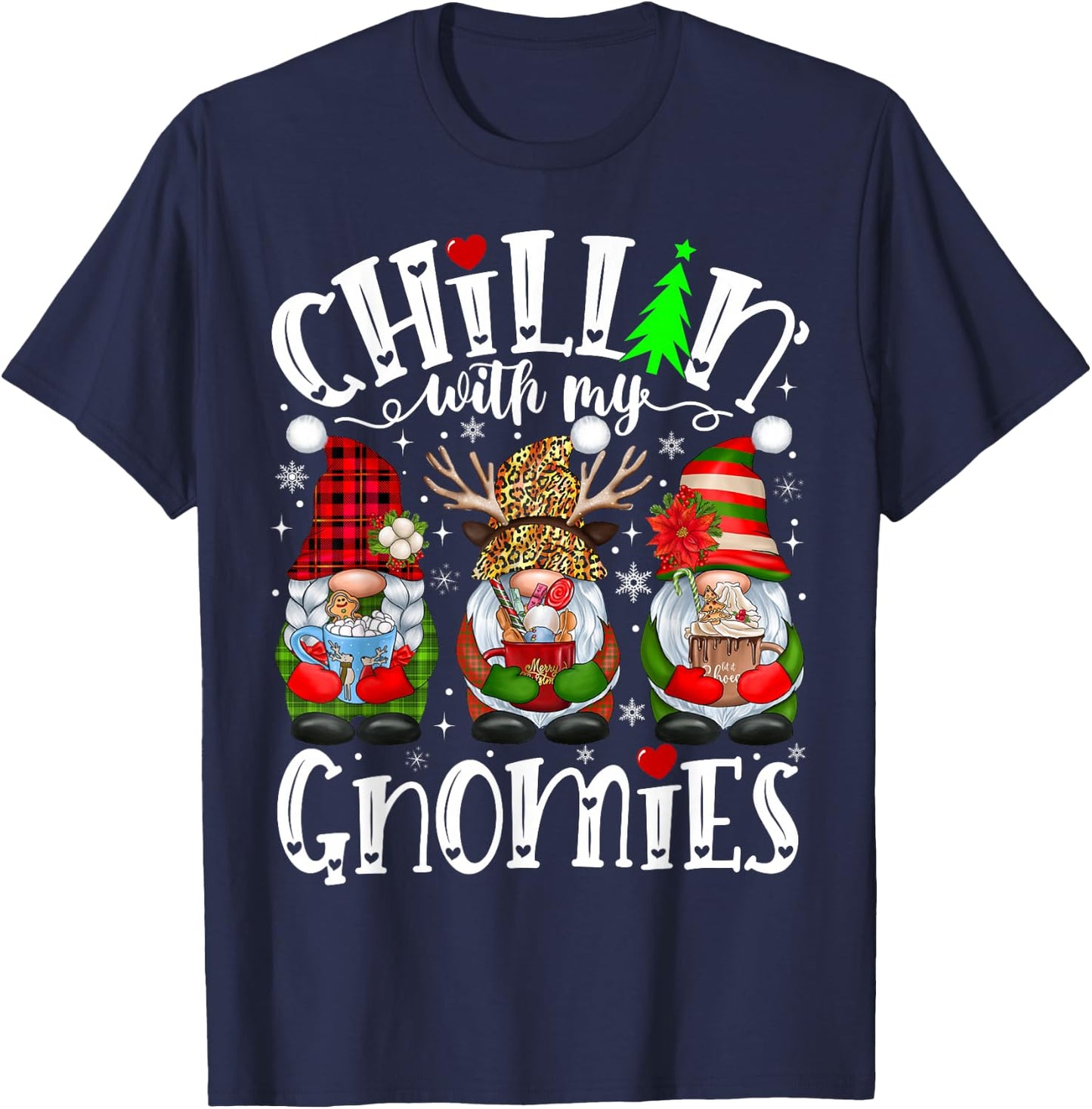 Chillin With My Gnomies Family Christmas Matching Pajamas T-Shirt - T-Shirt | Navy