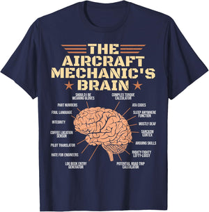Aircraft Mechanics Brain Shirt Aviation T-Shirt - T-Shirt | Navy
