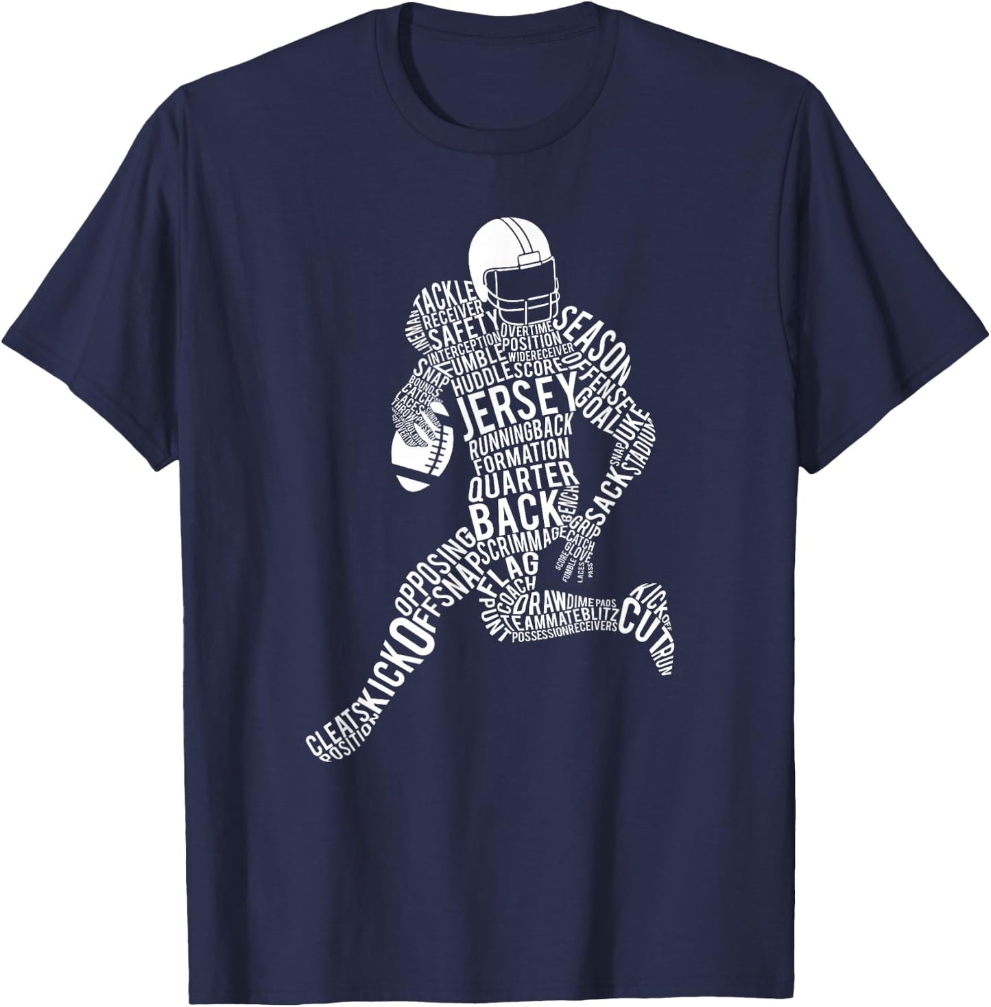 Football Player Typography T-Shirt - T-Shirt | Navy