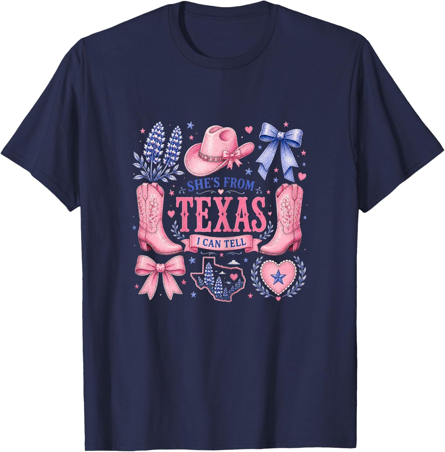 Shes from Texas I Can Tell State Southern Girls Texas Pride T-Shirt - T-Shirt | Navy