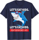 Funny Let's Eat Kids Punctuation Saves Lives Sharks Grammar T-Shirt - T-Shirt | Navy