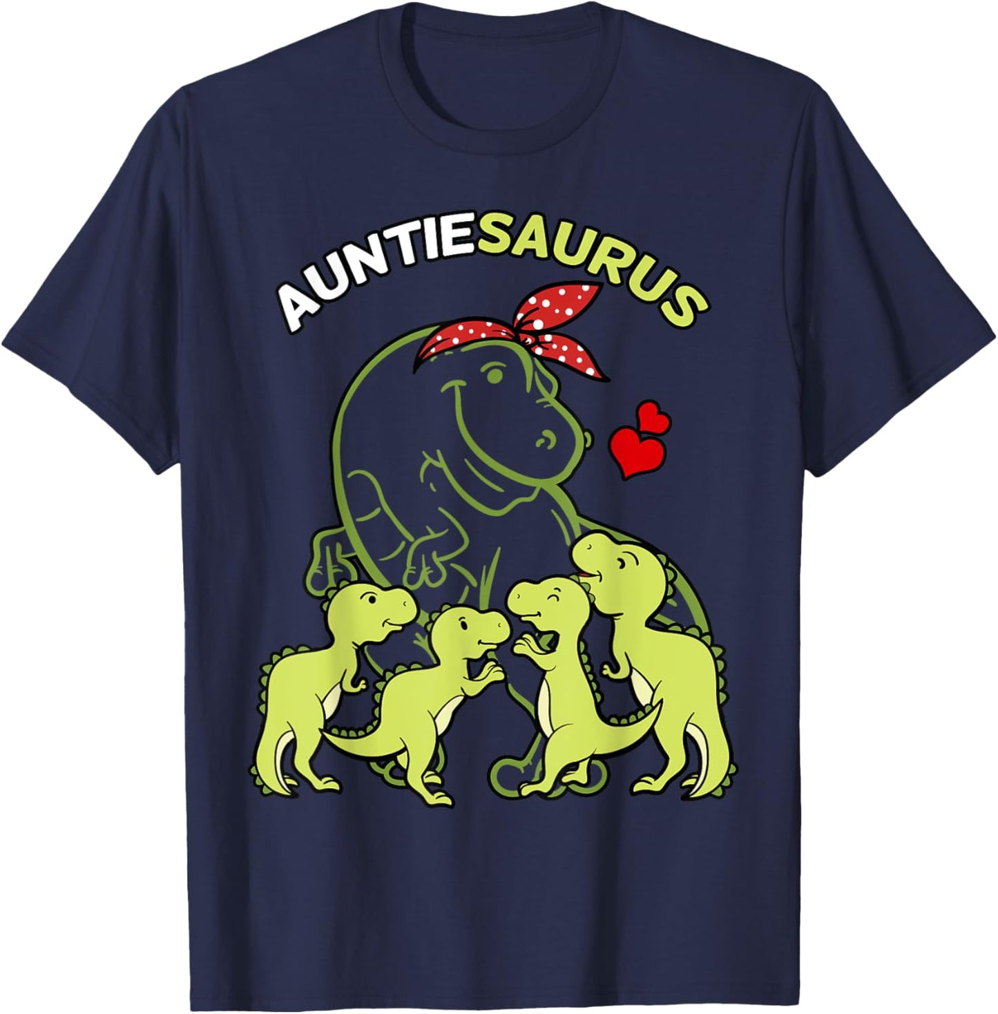 Auntiesaurus Auntie 4 Kids Dinosaur Family Day T-Shirt - T-Shirt | Navy