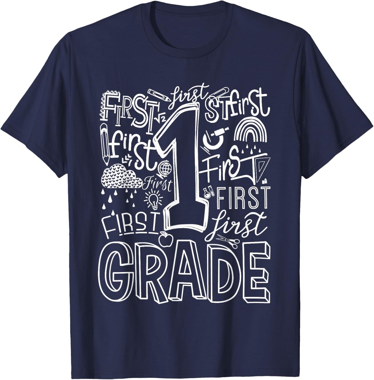 Typography 1st Grade Team Student Teacher T-Shirt - T-Shirt | Navy